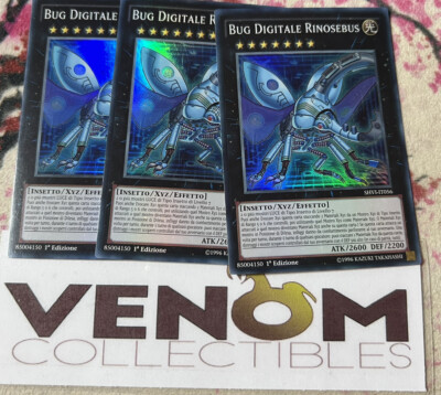 3x (M/NM) *ITALIAN* Digital Bug Rhinosebus - SHVI-EN056 Super Rare 1st Ed YuGiOh