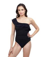 Profile By Gottex Pleat It Ruffle One Shoulder One Piece Swimsuit Sz. 10 NWT