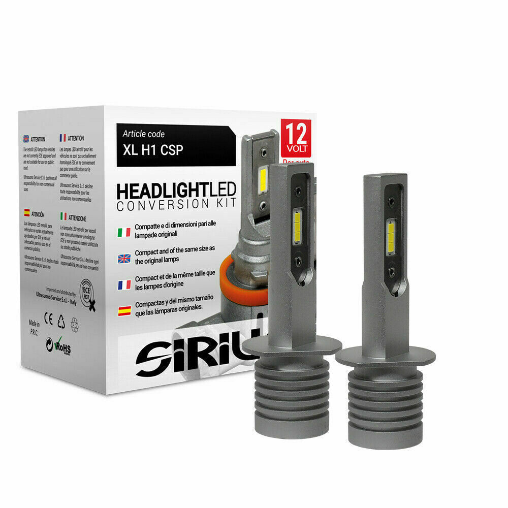 Kit Coppia Lampade Fari LED H1 per Auto e Moto 12V 13W 6000k XL LED Sirius High - Miniatura 2