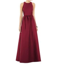Alfred Sung Sleeveless Keyhole Back Satin Maxi Dress, Size 16