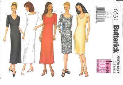 Uncut Butterick Sewing Pattern 6531 Misses Petite Dress 5 Variations Size 6-8-10