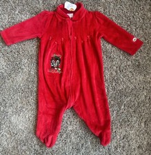 Vintage Disney Baby Mickey Minnie Christmas Pajamas 3-6mo NWT 2009 Velour