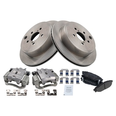 For Subaru Legacy 10-14 TRQ Rear Disc Brake Kit w Semi-Metallic Pads & Calipers