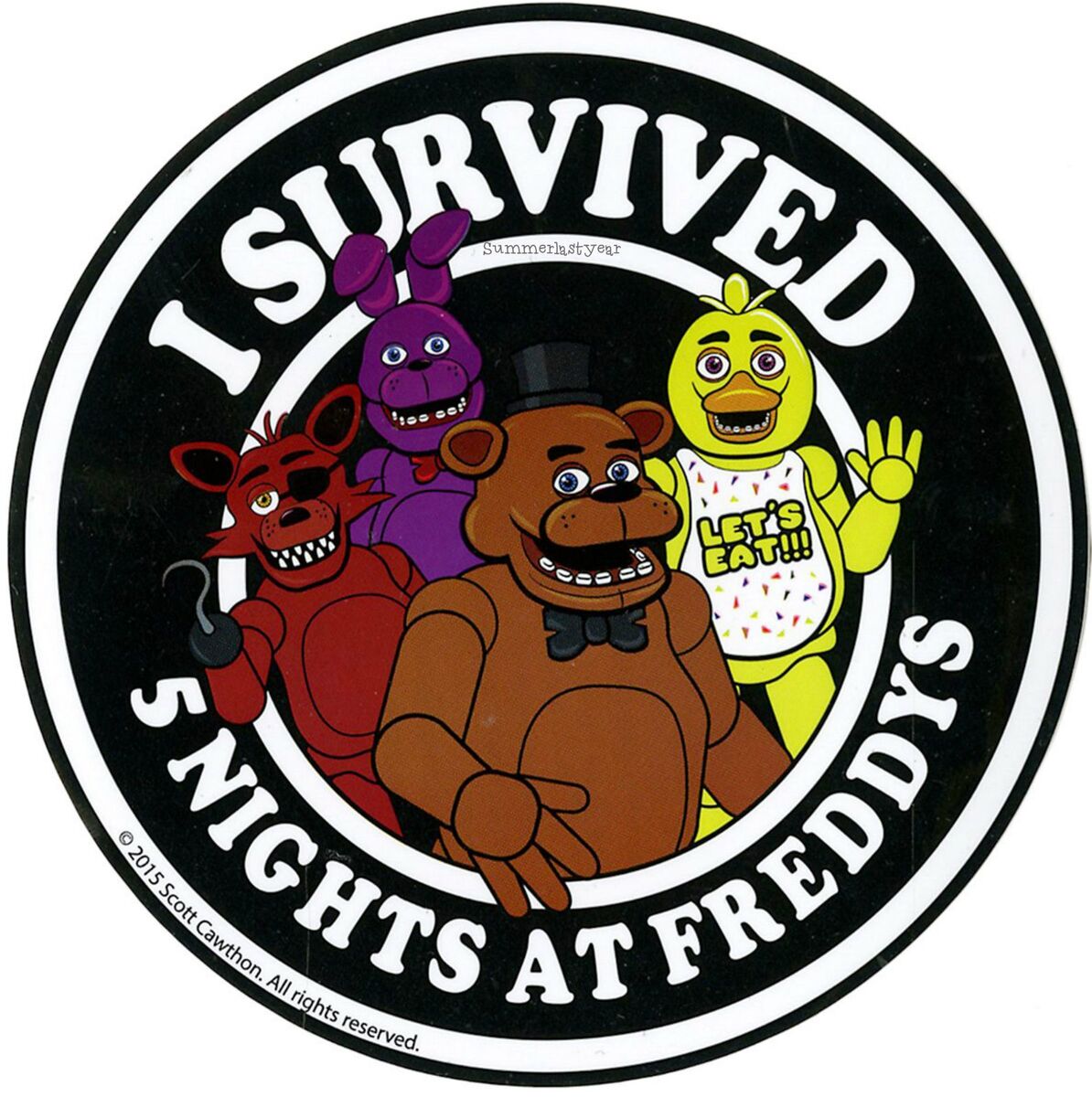 I SURVIVED 5 NIGHTS AT FREDDY'S STICKER ~FIVE NIGHTS AT FREDDY'S