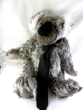 Hand Crafted Gray Grey and White Teddy Bear 18" Fully Jointed Shaggy plush