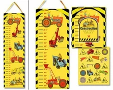 Children Growth Height Chart w/Stickers CONSTRUCTION THEME Dolce Mia SEALED!