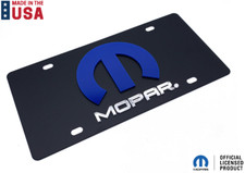 3d Premium Blue Mopar M Logo Script Emblem Black License Plate - Licensed