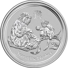 2016 Australia Year of The Monkey Perth 1 Oz 999 Fine Silver Coin - In Capsule