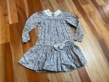 VINTAGE PEACHES N CREAM GIRLS PRARIE FLORAL COLLARED DRESS SZ 6 MADE IN USA