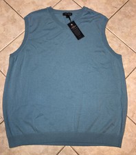 Hart Shaffner Marx Extra Fine Merino Wool V Neck Sweater Vest XLT Aqua NWT 89