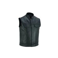 Motorcycle Anarchy Club Vest   Men's Biker Black Leather Concealed Carry