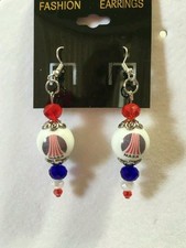 NASA EARRINGS SPACE SHUTTLE GLASS BEAD COLLECTIBLE ASTRONAUT LOGO VINTAGE