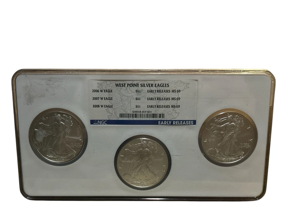 West Point Silver Eagles 2006 2007 2008 NGC Early Releases MS69 Set - Image 2 of 4