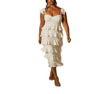 Bridal by ELOQUII Corseted Tiered Ruffle Dress Pearl White Sz 20 NWT Bride Grad