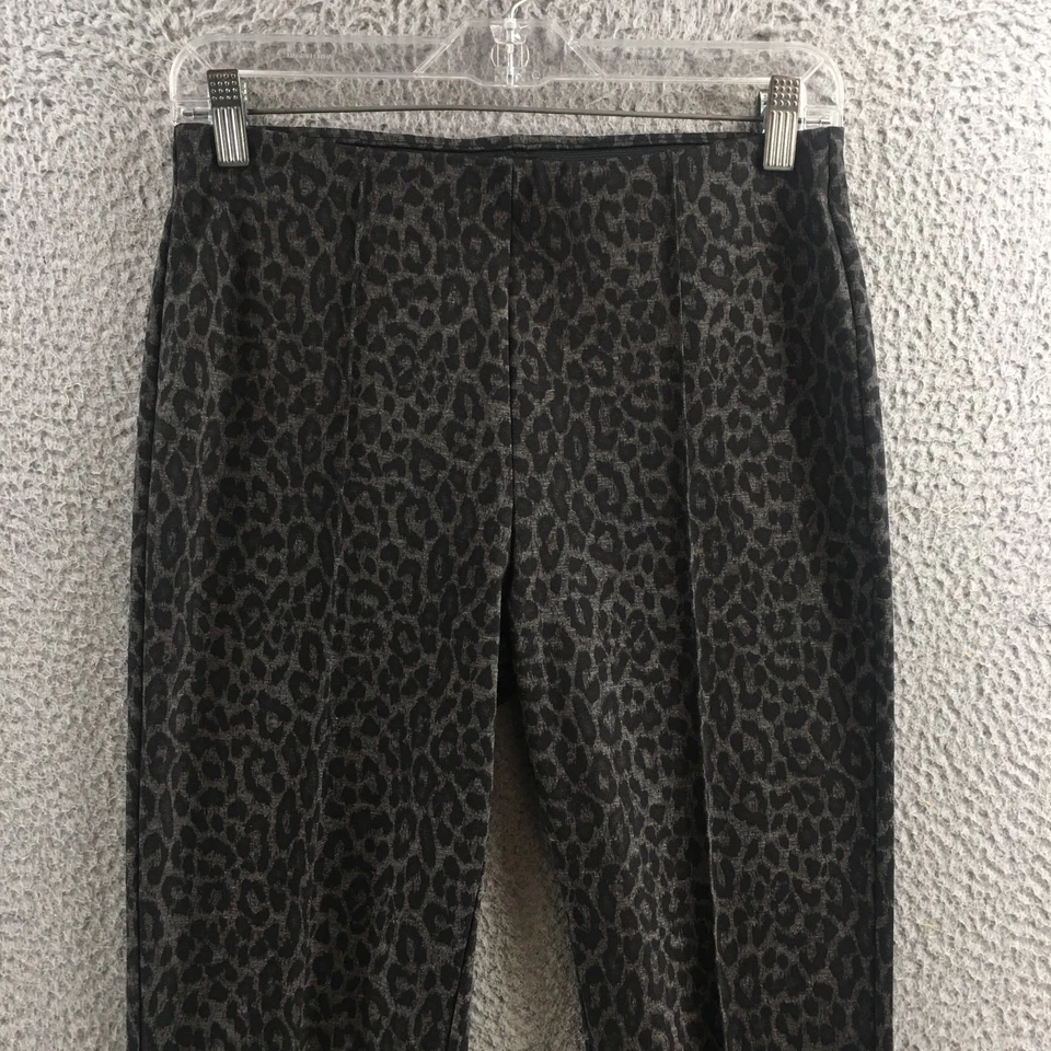 Pantalones ajustados al tobillo Tahari para mujer S negros con estampado de leopardo tiro medio elásticos Foto 2 de 4