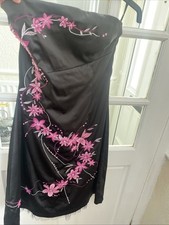 Jane Norman Off Shoulder Dress Net Hem Embroidery Floral Detail Size 16