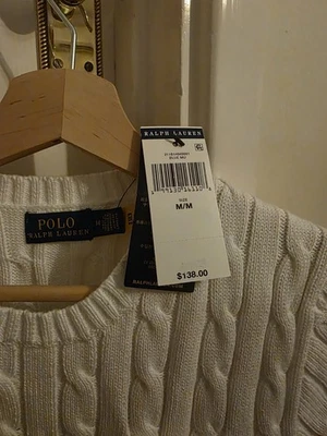 Polo Ralph Lauren Women's Cable-Knit Striped Short Sleeve Crew Jumper M - Image 1 of 4