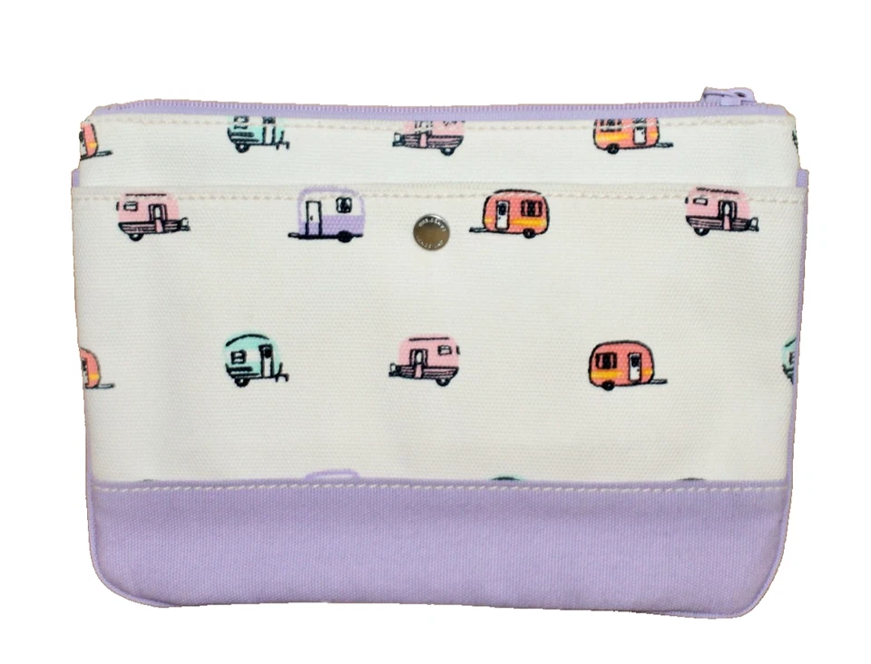 LAND' END Большой Холщовый Клатч с Браслетом Camper Печать С Белой Лавандой Мульти - Изображение 4 из 4