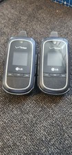 Vintage pair LG VX8360 Verizon Blue Cellular Flip Phone plus clip holders