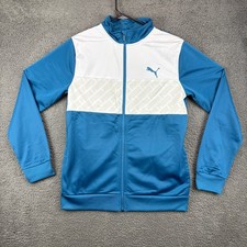Puma Kids Track Jacket Blue White Full Zip Logo Athletic Sportswear XL 18 20