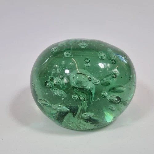 Antique 19thC Victorian Green Glass Dump Paperweight With Air Bubbles 1.14kg