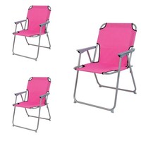 3 StüCk Campingstuhl Klappstuhl Anglerstuhl Regiestuhl Faltstuhl Metall Pink