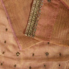 Sanskriti Vintage Pink Sarees Art Silk Hand Beaded Woven Fabric 5 Yard Sari