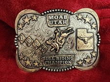 Rodeo  1982  X Treme BULLRIDING Champion Trophy Buckle  Moab Utah  Rare  W98