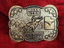 Rodeo☆1982☆X~Treme BULLRIDING Champion Trophy Buckle☆Moab Utah☆Rare☆W98