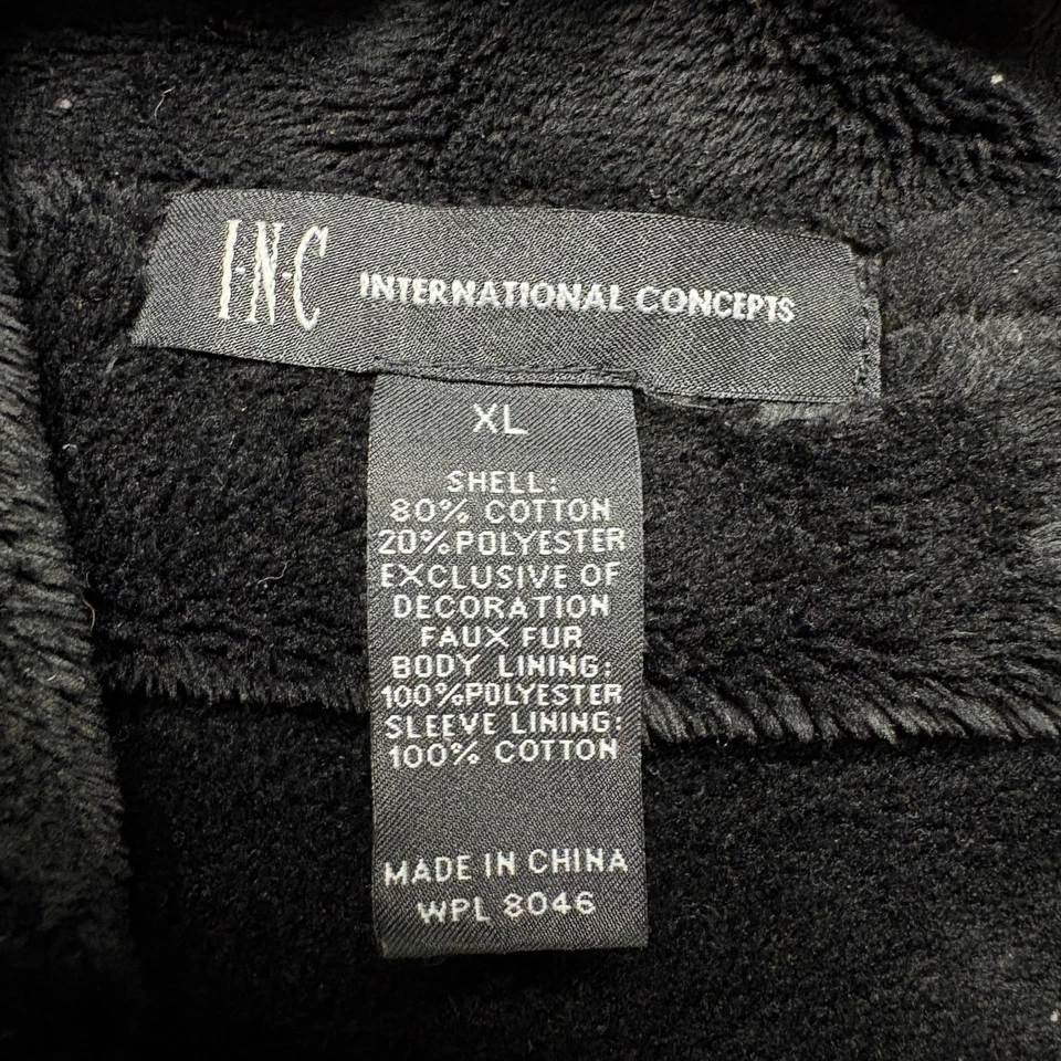 INC International Concepts Sudadera con Capucha Para Hombre XL Negra Algodón Forrada Águila Bordada Foto 3 de 4