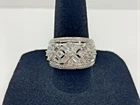 Sterling Silver 925 White CZ Vintage Cocktail Statement Ring Size 6 STUNNING