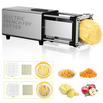 Electric French Fry Cutter,French Fry Cutter Stainless Steel with 1/2 & 3/8 I...