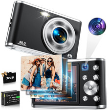 4K Digital Camera 48MP Autofocus Vlog Video Dual Cameras for Youtube with 32GB C