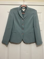 Talbots Womens Jacket Silk Blazer Light Green Buttons Tulip Hem Lined Petites 4