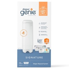 Signature Gift Set,White, Includes 1 Diaper Pail,1 Easy Roll Refill 48 Bags