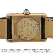 CARTIER Must tank Vermeille SM H28mm W20mm Gold Plated/Leather Ivory Dial 50... 3