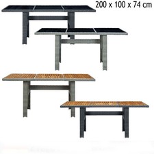 Gartentisch Poly Rattan Hartglas/Akazienholz Esstisch Terrassentisch Balkontisch