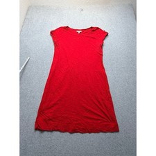 Banana Republic Womens Red Cotton Slub Jersey Cap Sleeve T-Shirt Mini Dress XL
