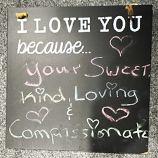 Horizon Group USA Love Hearts Chalkboard Style Hanging Sign 8x8 MDF