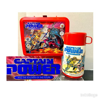 #ad Vtg 1987 Aladdin Captain Power amp; The Soldiers Of The Future Lunchbox amp; Thermos $25.00
