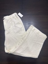 A New Day Off-White Linen-Blend Ankle Pants Women s Size 14