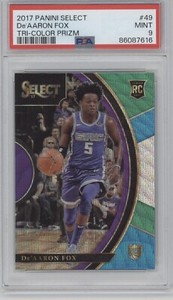 DE'AARON FOX 2017 Select TRI-COLOR PRIZM #49 Rookie RC PSA 9