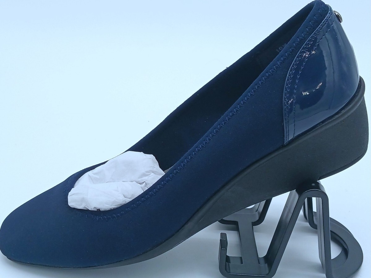 Anne Klein Sport Women's Wisher Fabric Wedge Pump Size 10M Navy