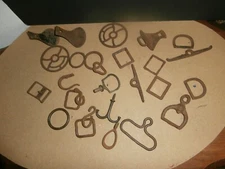 Antique Iron Hardware Lot Rings Brackets Hooks Farm Tool Parts