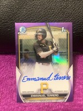 2023 Bowman Chrome Enmanuel Terrero Prospect Purple Refractor 1st AUTO SP#/250
