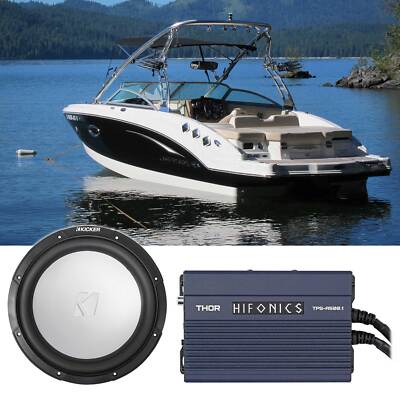 KICKER 45KM102 10'' 350w Marine Boat Subwoofer Sub KM10 + Hifonics Mono Amplifier