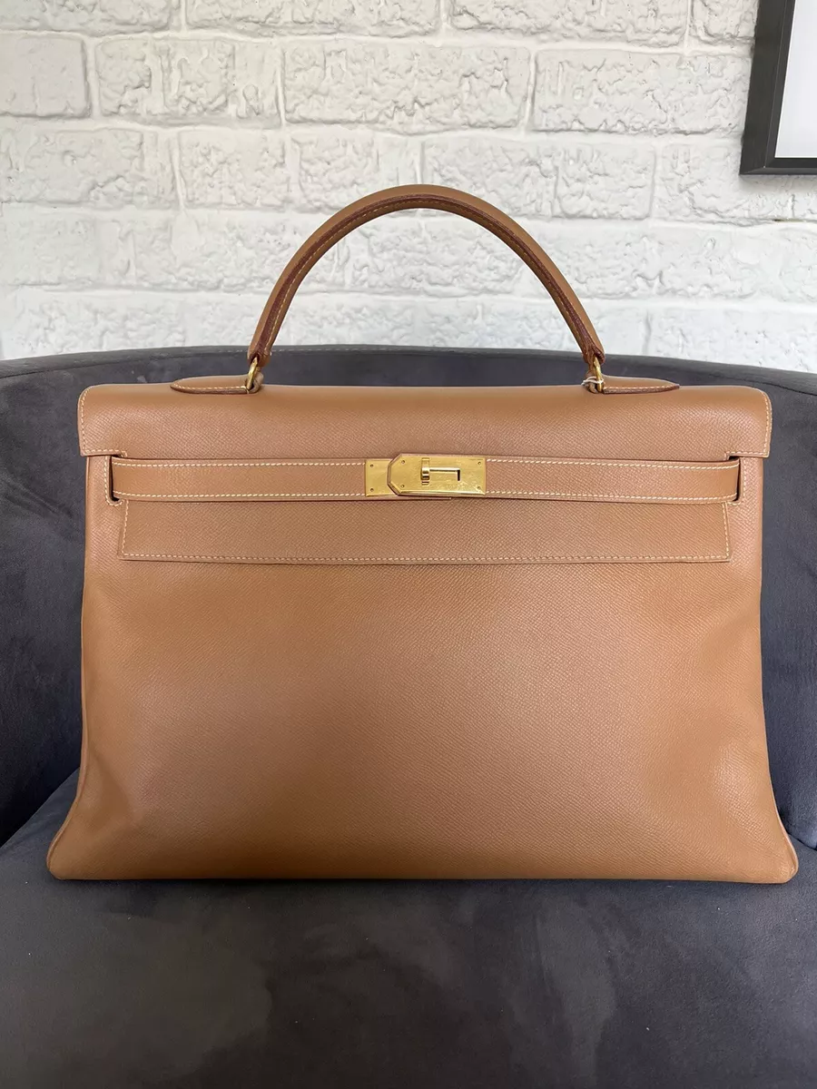 Hermes Kelly 40 Retourne Courchevel Gold Brown GHW