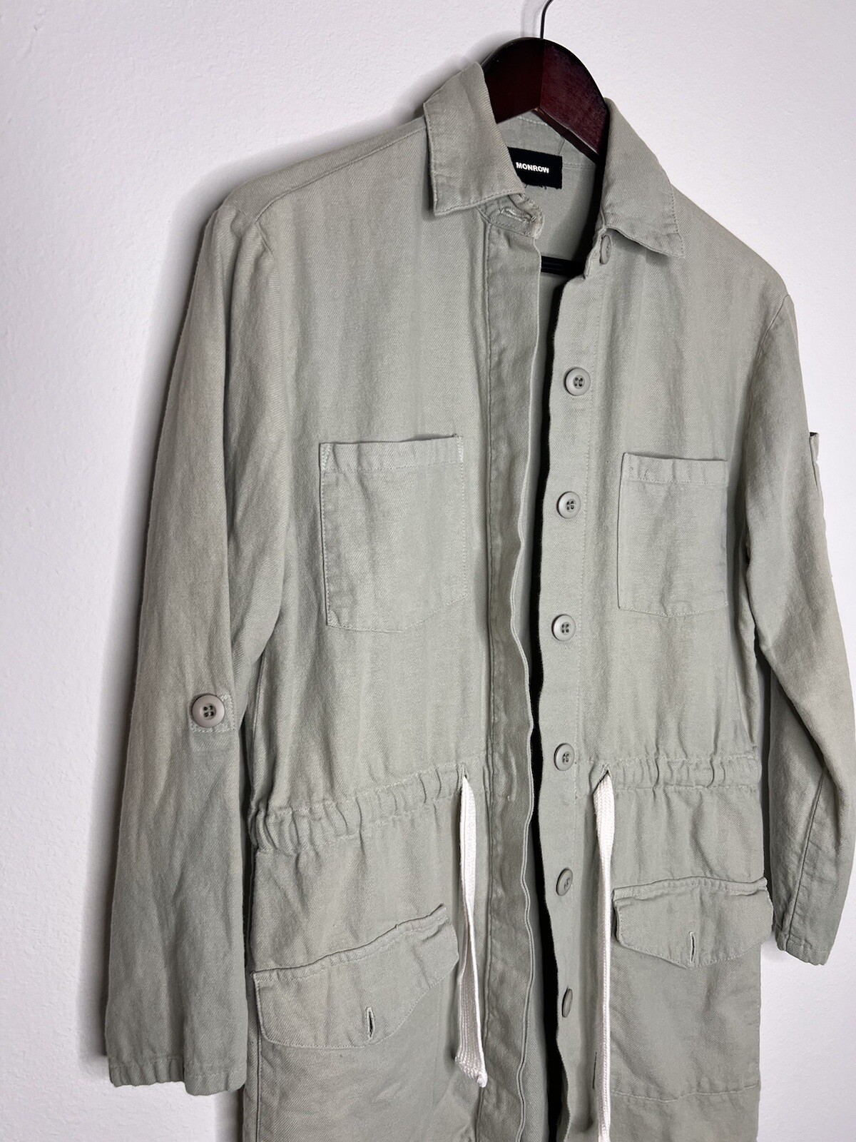Monrow Lightweight Utility Jacket Light Olive Ove… - image 2