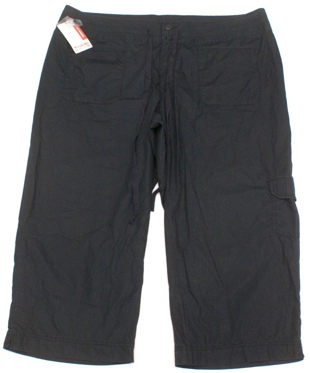 MOSSIMO Crop Drawstring Black Pants, 100% Cotton, Women's Plus 22W