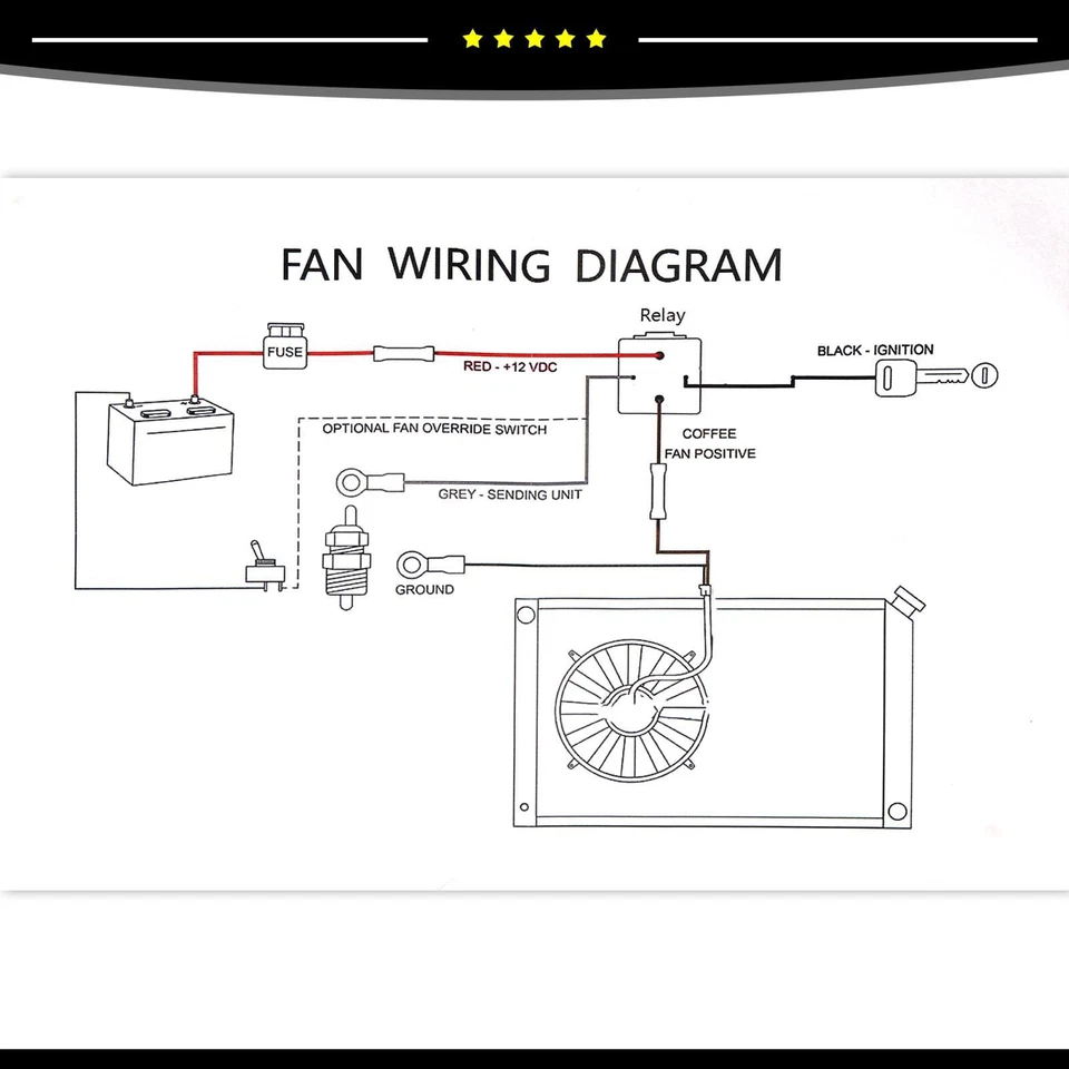 Juego de 1 kit de relé de ventilador eléctrico para automóvil con sonda roscada 185'F On-175'F 40A Foto 3 de 4